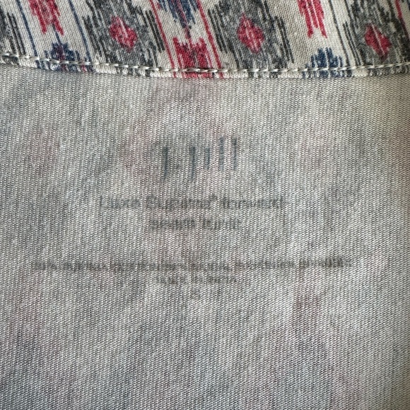 J. Jill Tunic Top Supima Cotton Modal Ikat Print Boho Pink Blue Size Medium - Picture 5 of 7